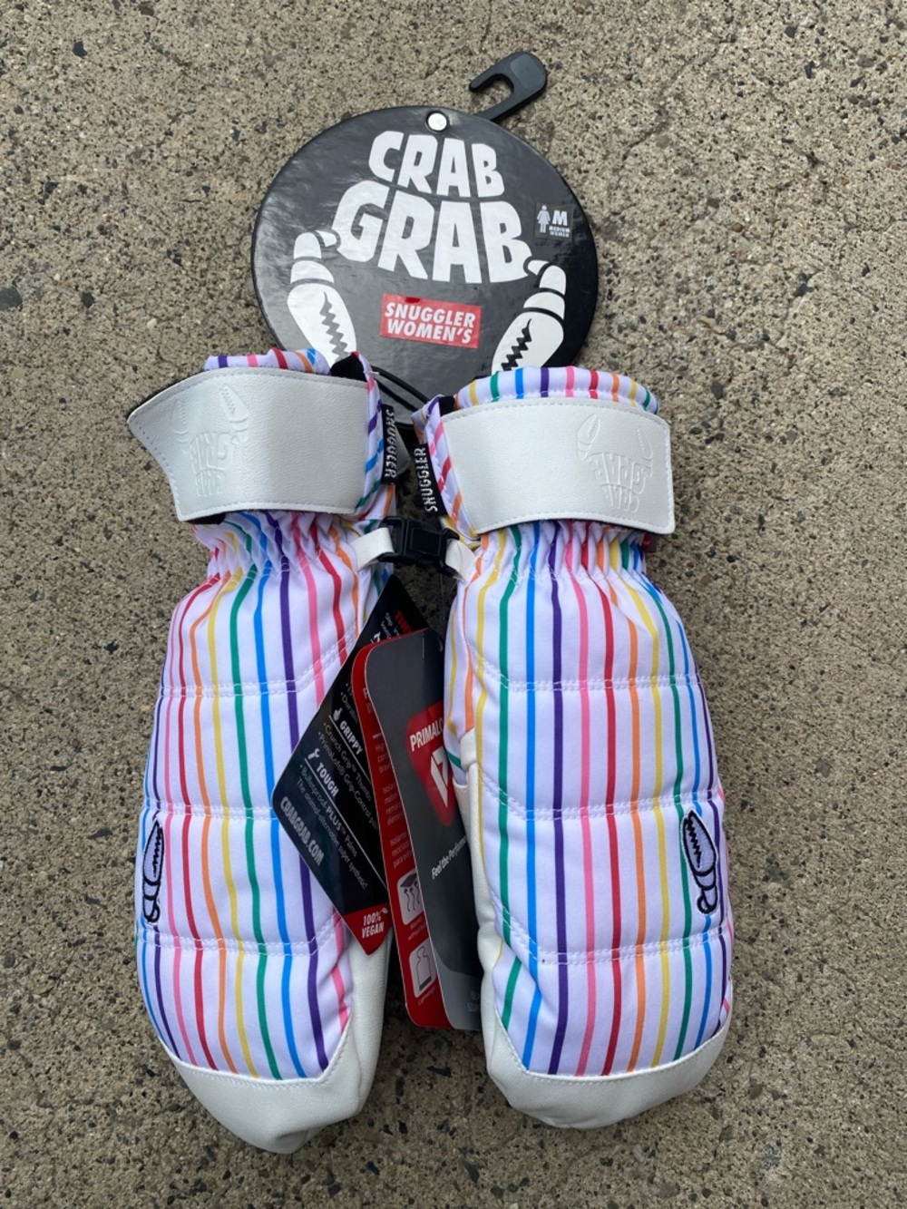 Rainbow Stripe Mittens - White